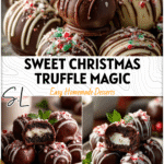 Plate of Oreo Peppermint Truffles coated in chocolate beside Xmas cookies and holiday snacks. 26